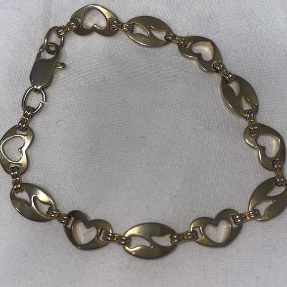 Vintage gold tone thick open heart link bracelet with lobster clasp - Picture 3 of 3